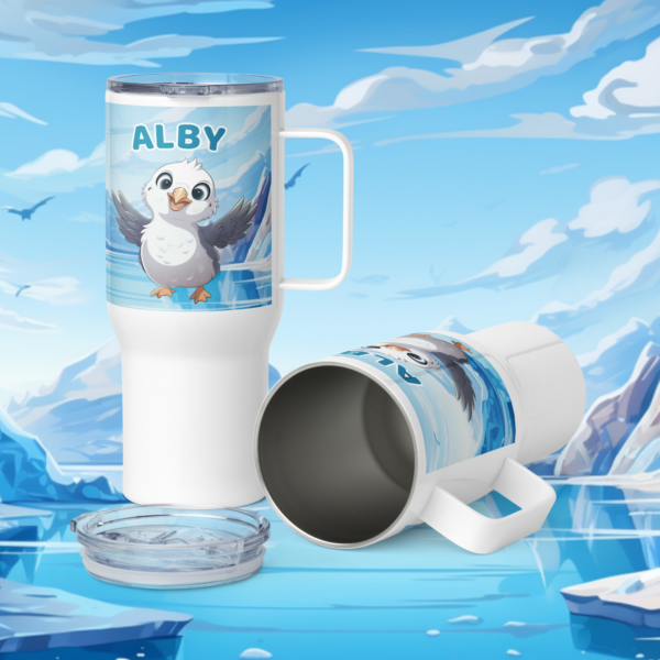 Alby Albatross Travel Mug with Handle: Soar the Skies with Every Sip