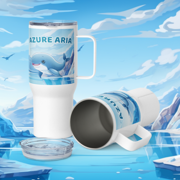 Azure Aria Travel Mug with Handle: Embrace the Melody of Every Moment