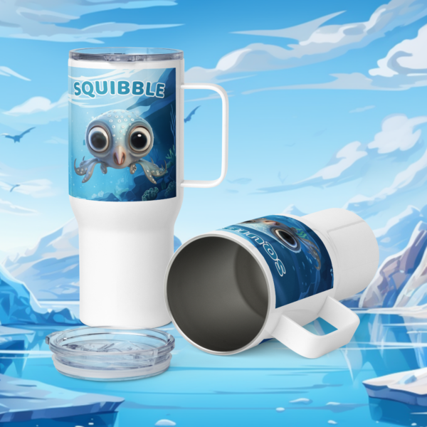 Squibble Squid Travel Mug with Handle: Dive Deep with Every Sip