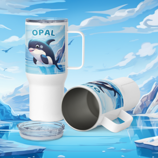 Opal Orca Travel Mug with Handle: Dive into Every Sip with Grace