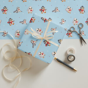 Krillbee & Friends Christmas Wrapping Paper — Antarctic Blue | 3 Sheets